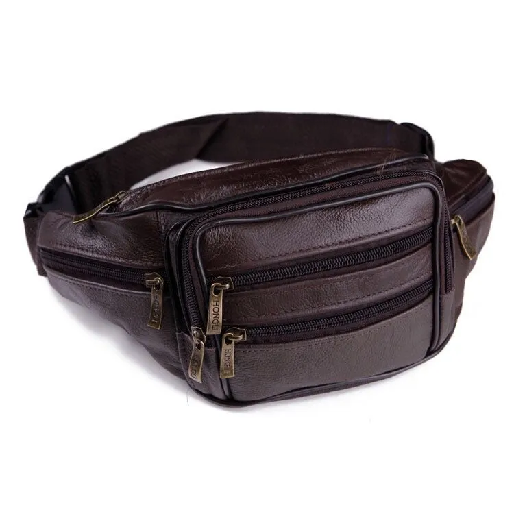 Men's Leather Pocket Multifunctional Waterproof Cell Business Men's Waist Packs