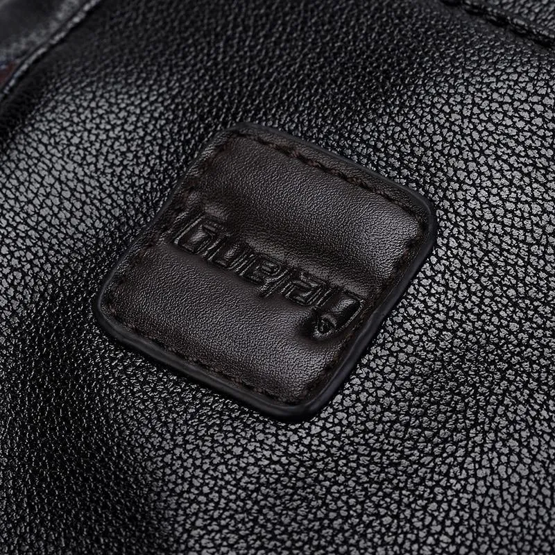 Men's Leather USB Charging Backpack - Anti Theft