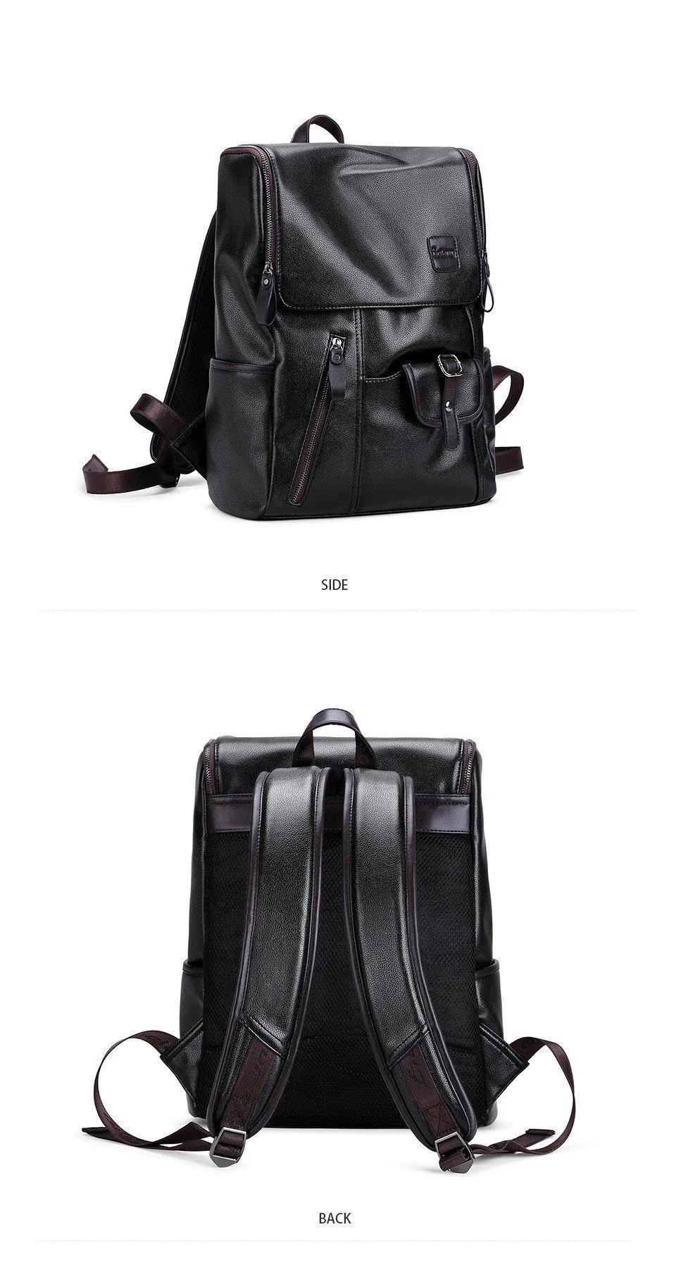 Men's Leather USB Charging Backpack - Anti Theft