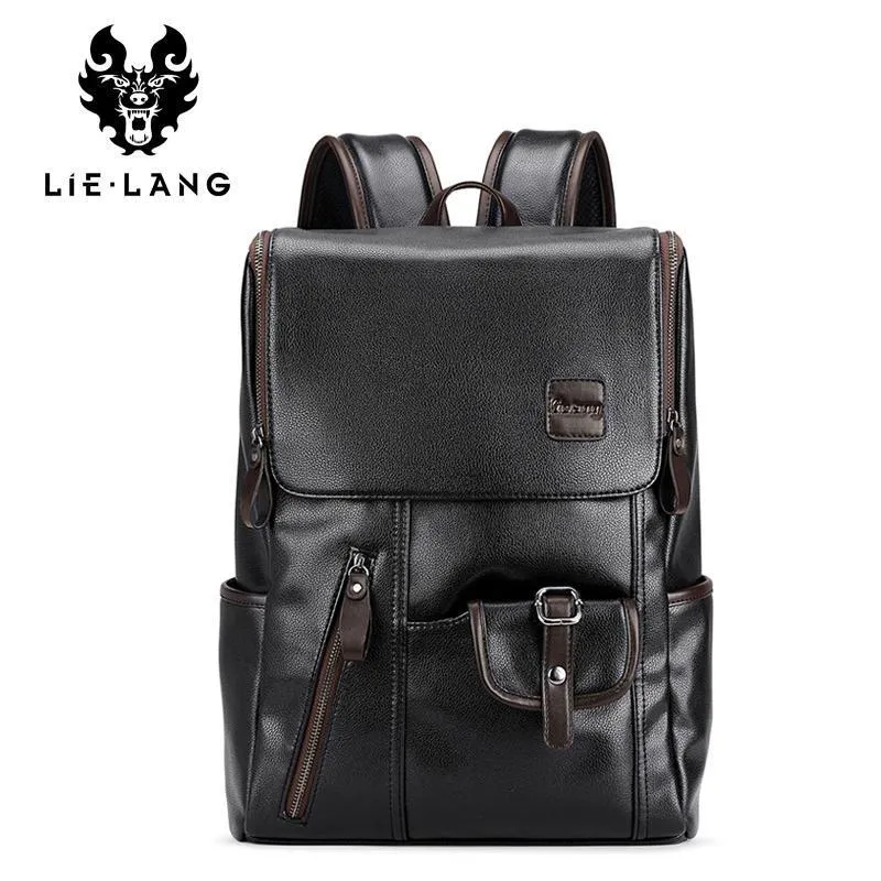 Men's Leather USB Charging Backpack - Anti Theft