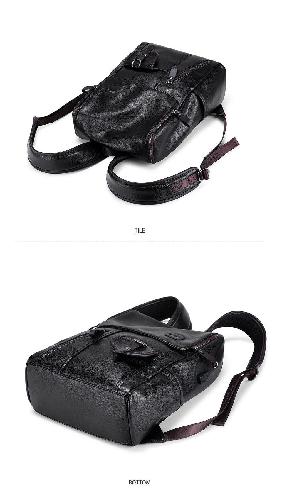 Men's Leather USB Charging Backpack - Anti Theft