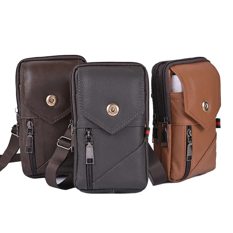 Men's Leather Vertical One Outdoors Across Mobile Men's Waist Packs