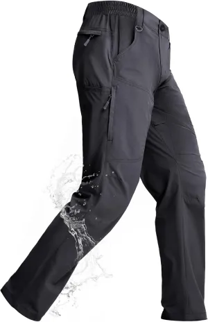 Mens Lightweight Hiking Pants Flex Cargo Work Tactical Nylon Stretch Waterproof Quick Dry Fishing Outdoor Travel 6 Pockets