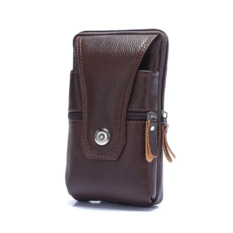 Men's Mobile Cowhide Business Waterproof Vertical Multifunctional Men's Waist Packs