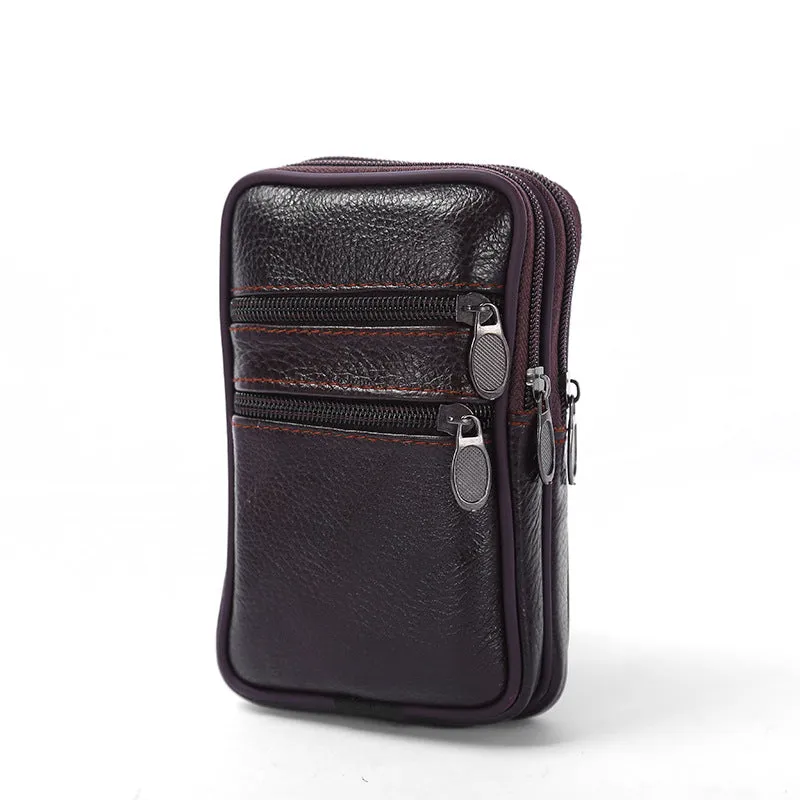 Men's Mobile Leather Business Cowhide Waterproof Cell Men's Waist Packs
