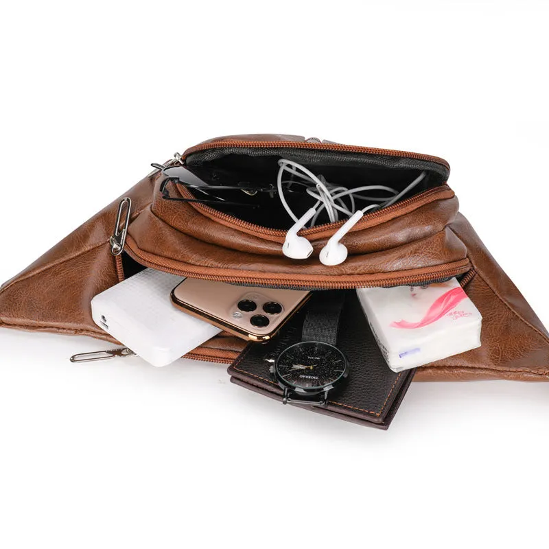 Men's New Leather Business Leisure Waterproof Men's Waist Packs
