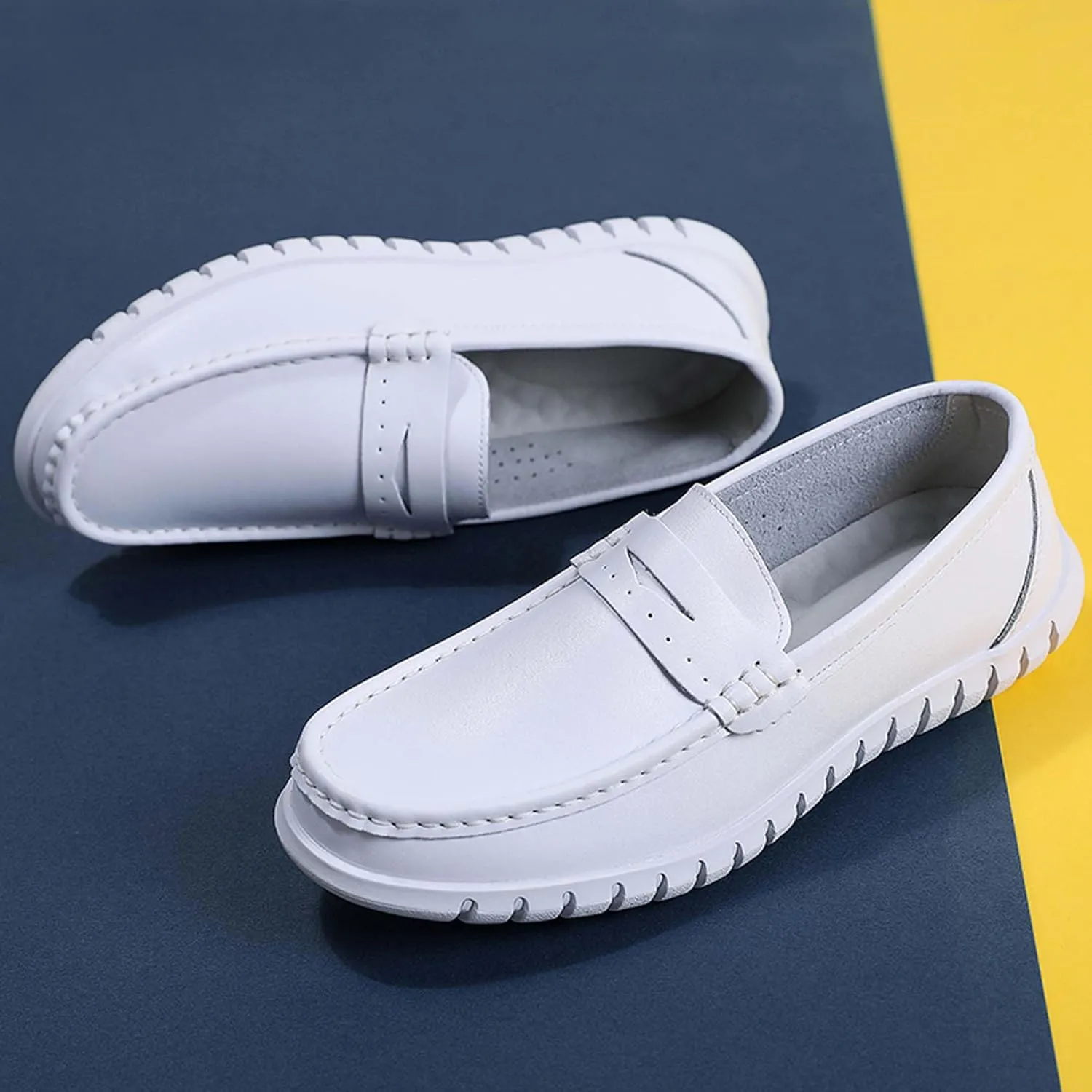 Men's Nurse Shoes Soft Sole Breathable, Non Slip, Comfortable Care Shoes Thick Sole Leisure Hospital Medical Work Shoes Restaurant White Service Shoes