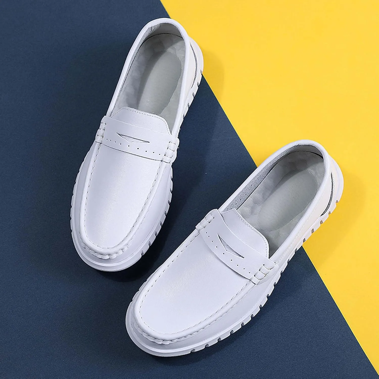 Men's Nurse Shoes Soft Sole Breathable, Non Slip, Comfortable Care Shoes Thick Sole Leisure Hospital Medical Work Shoes Restaurant White Service Shoes