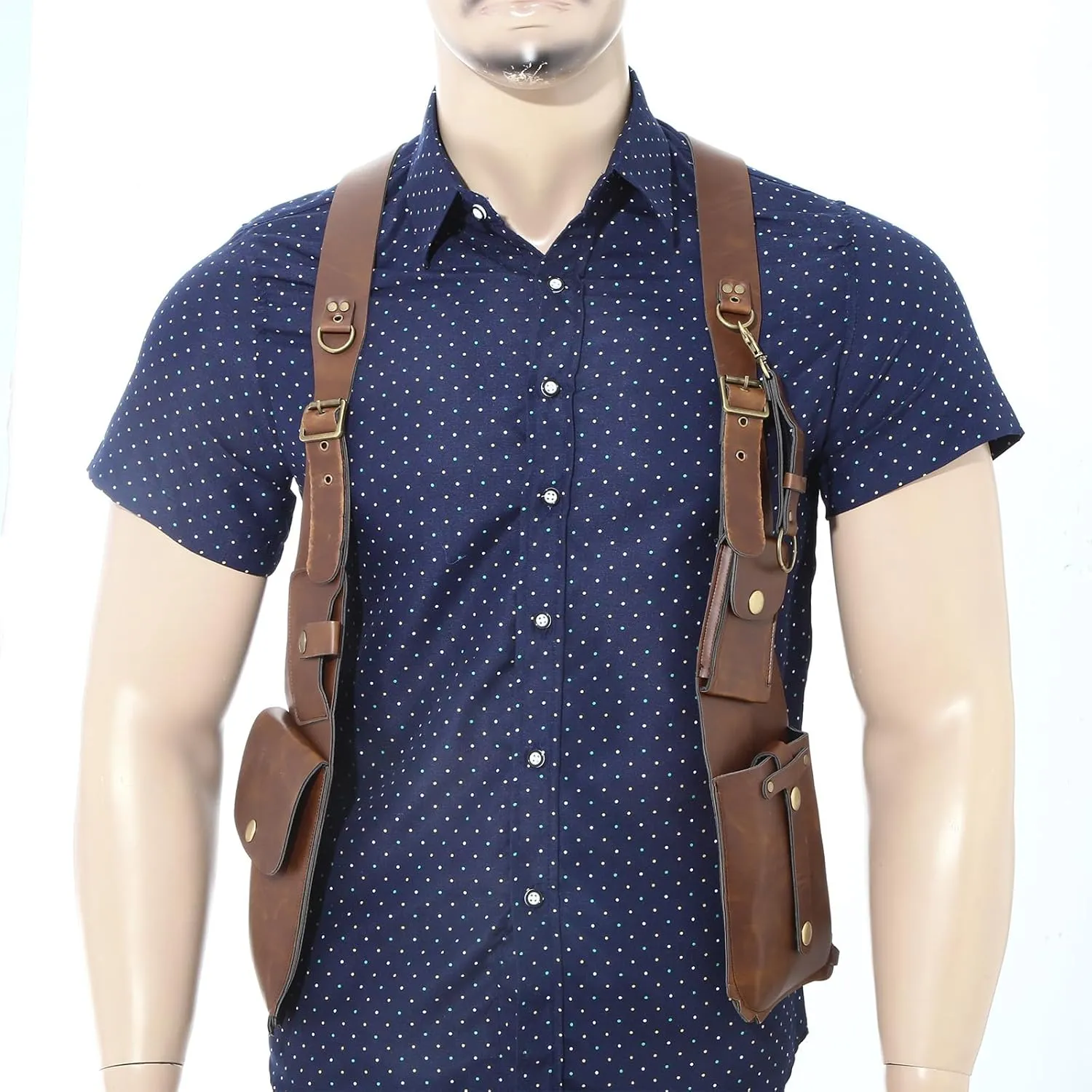 Men's PU Leather Shoulder Holster Anti-Theft Hidden Underarm Shoulder Bag Travel Bag Strap for Outdoor