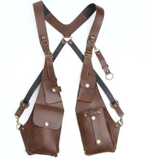Men's PU Leather Shoulder Holster Anti-Theft Hidden Underarm Shoulder Bag Travel Bag Strap for Outdoor