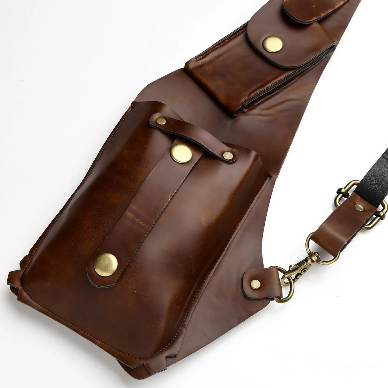Men's PU Leather Shoulder Holster Anti-Theft Hidden Underarm Shoulder Bag Travel Bag Strap for Outdoor