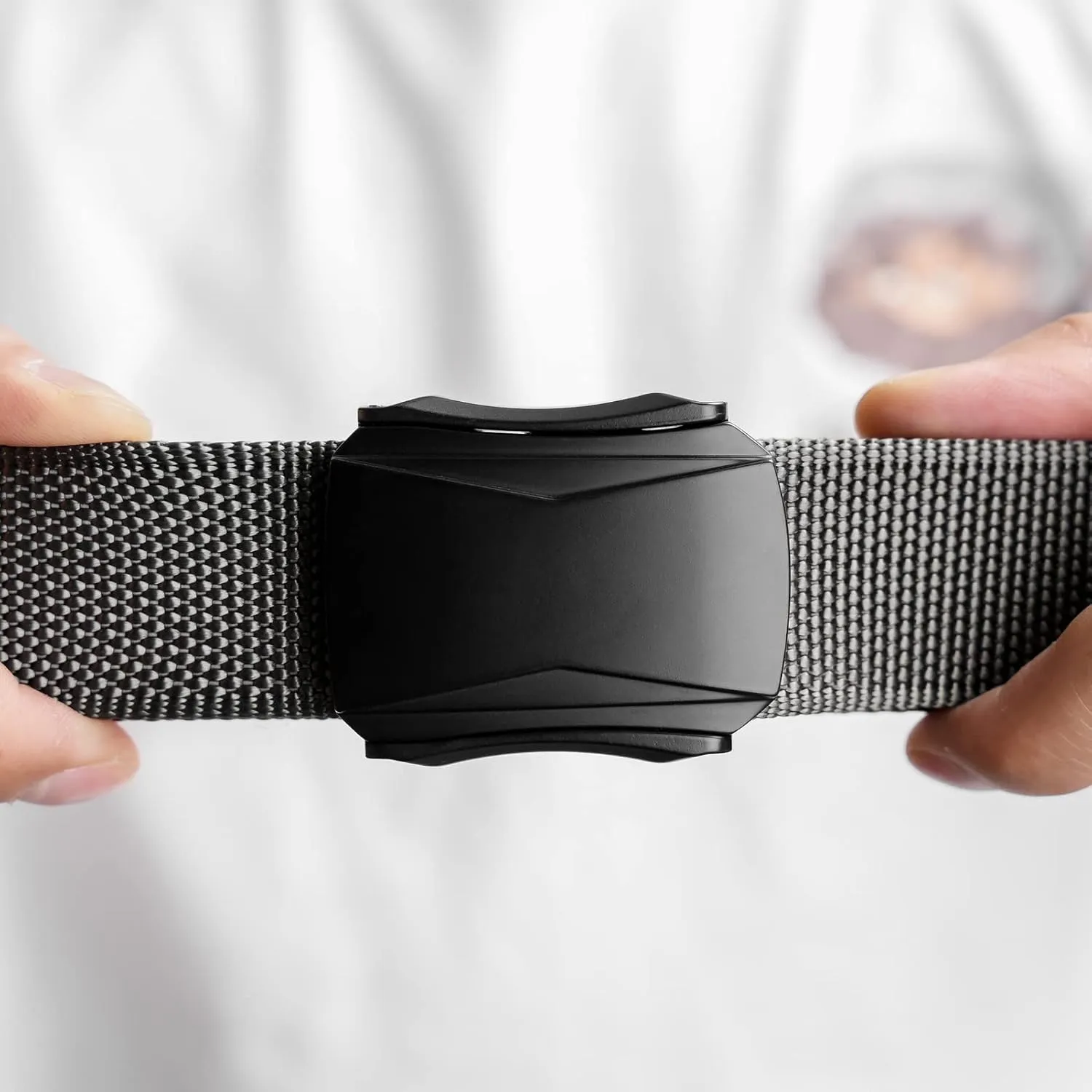Men's Ratchet Web Belt, Golf Belt Nylon Automatic Buckle Belt for Hiking Rigger Military Work-Quick Release