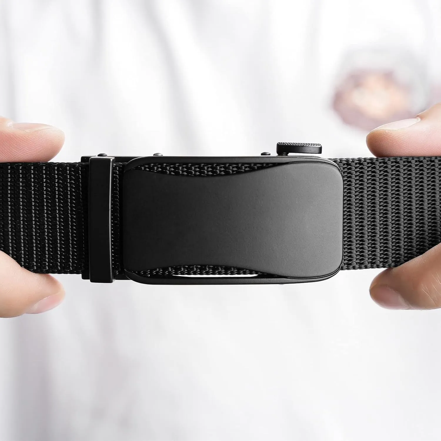 Men's Ratchet Web Belt, Golf Belt Nylon Automatic Buckle Belt for Hiking Rigger Military Work-Quick Release
