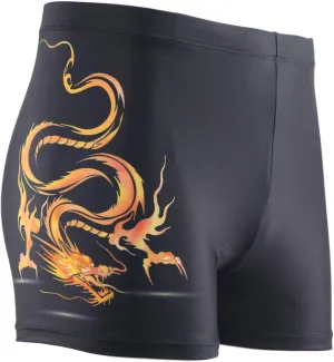 Men's Square Leg Swimsuit Jammer Shorts Athletic Men Swimwear Black Print Swim