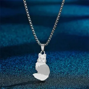 Men's Stainless Steel Plush Cat Pendant Necklace