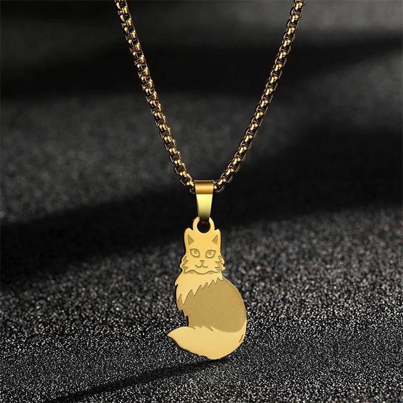 Men's Stainless Steel Plush Cat Pendant Necklace