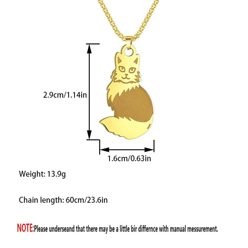 Men's Stainless Steel Plush Cat Pendant Necklace