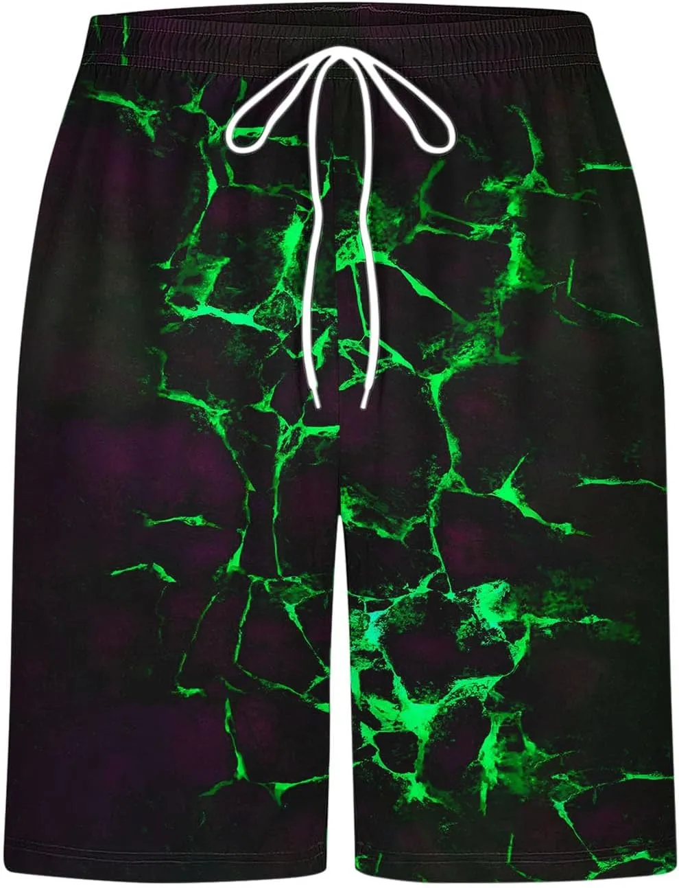 Men's Swim Trunks Quick Dry with Pockets Elastic Lightweight Breathable Casual Crack Print Beach Swimming Shorts