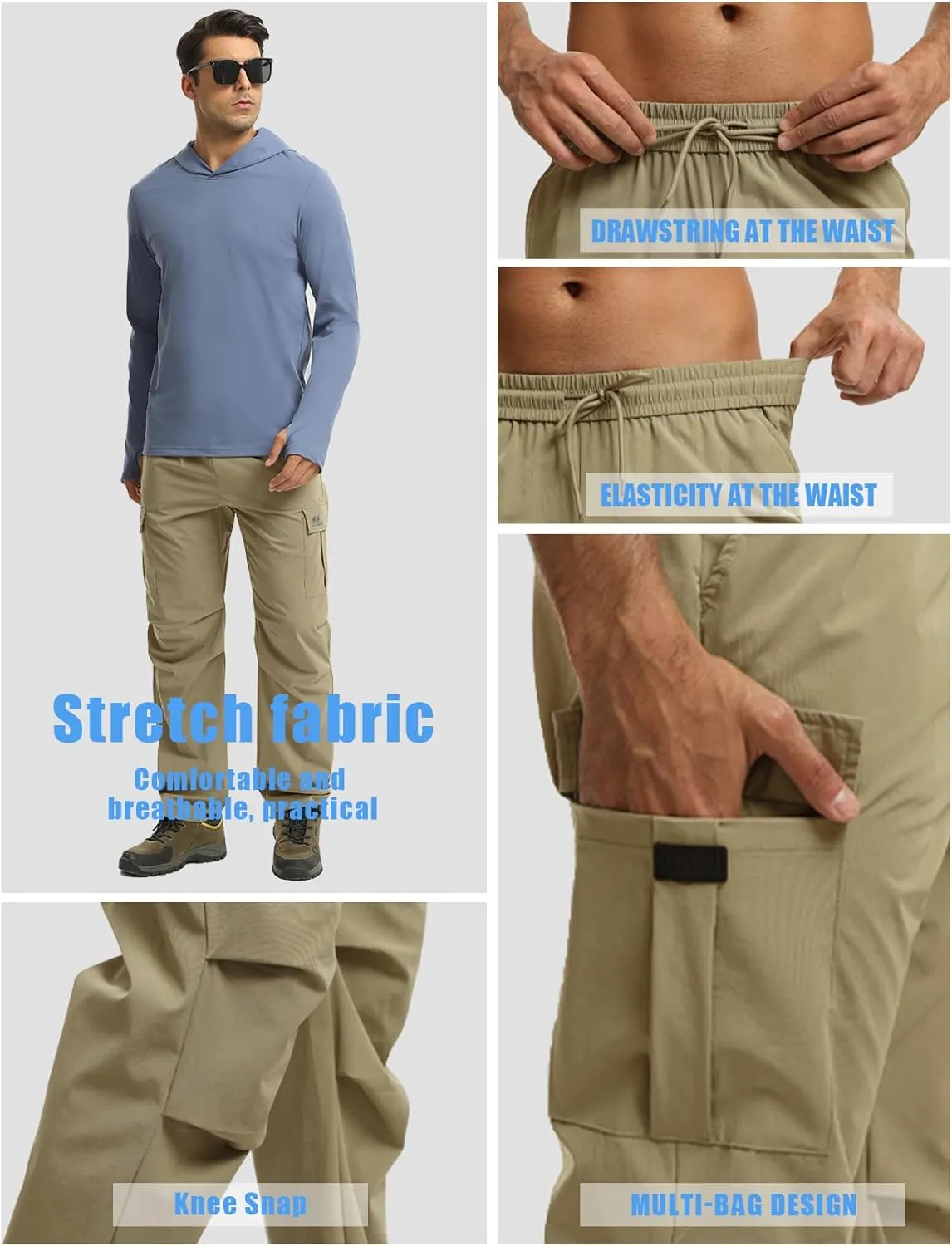Men's Track Pants Outdoor Athletic Running Casual Joggers Pants with Zipper Pockets Lightweight Quick Dry
