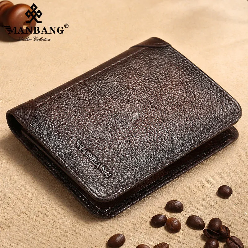 Men's Vertical Short First Layer Cowhide Classic Men's Wallets