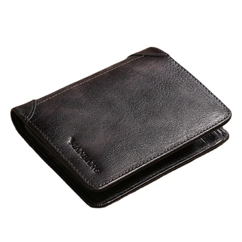 Men's Vertical Short First Layer Cowhide Classic Men's Wallets