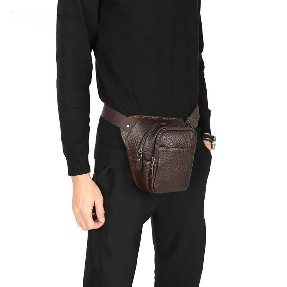 Men's Vintage Waterproof Leather Waist Bag
