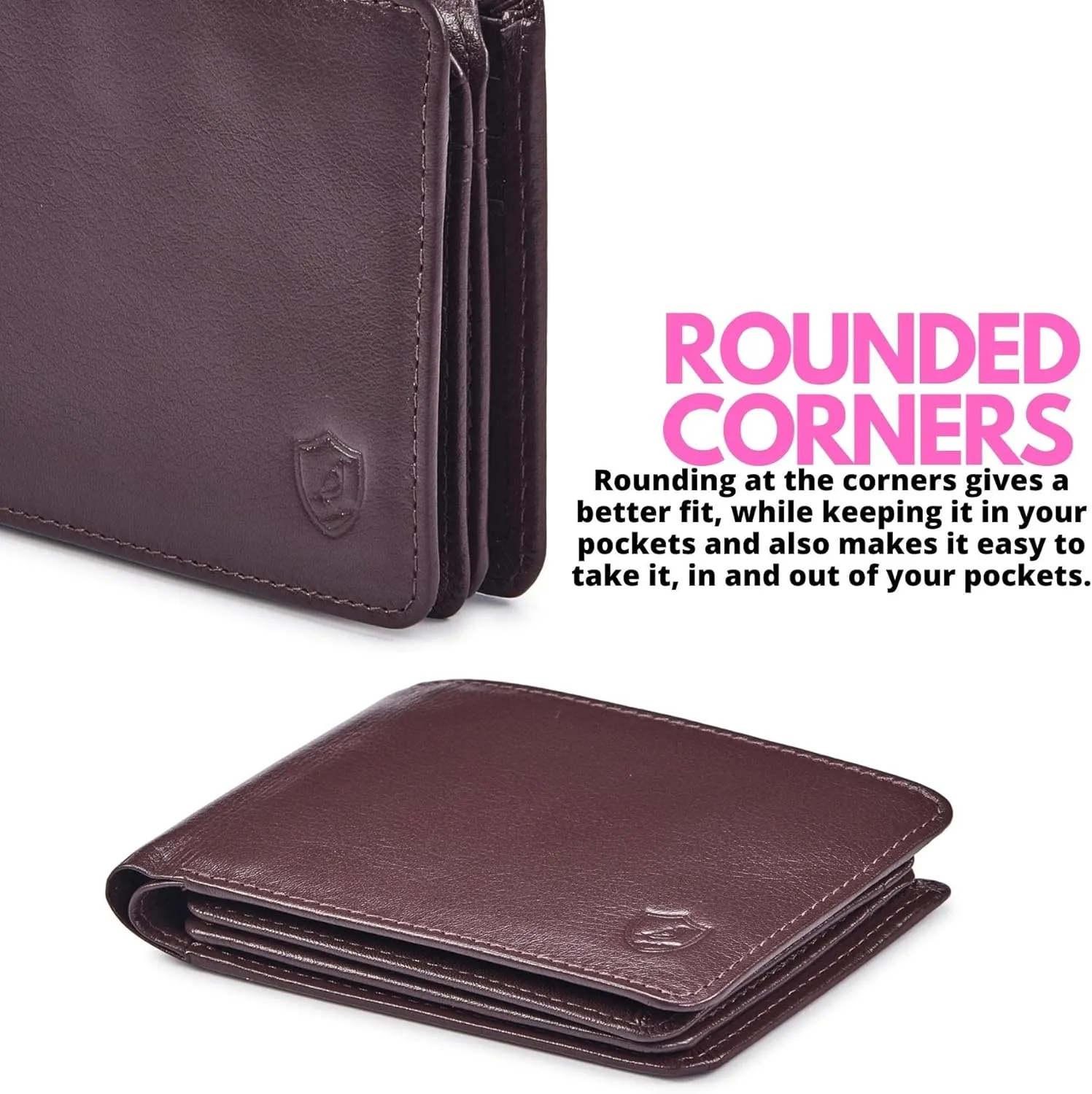 Mens Wallet Real Leather Bifold RFID Blocking High Capacity Card Case with 2 ID Window in Gift Box (Nappa, Chocolate)