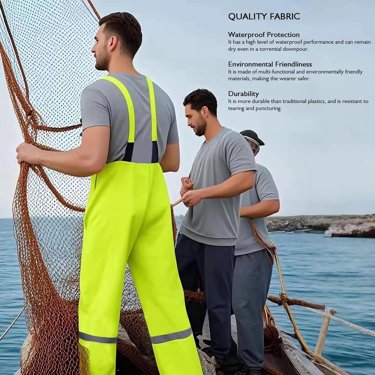 Men's Waterproof Rain Bib Overalls - Windproof Adjustable Outdoor Fishing Workwear Pants