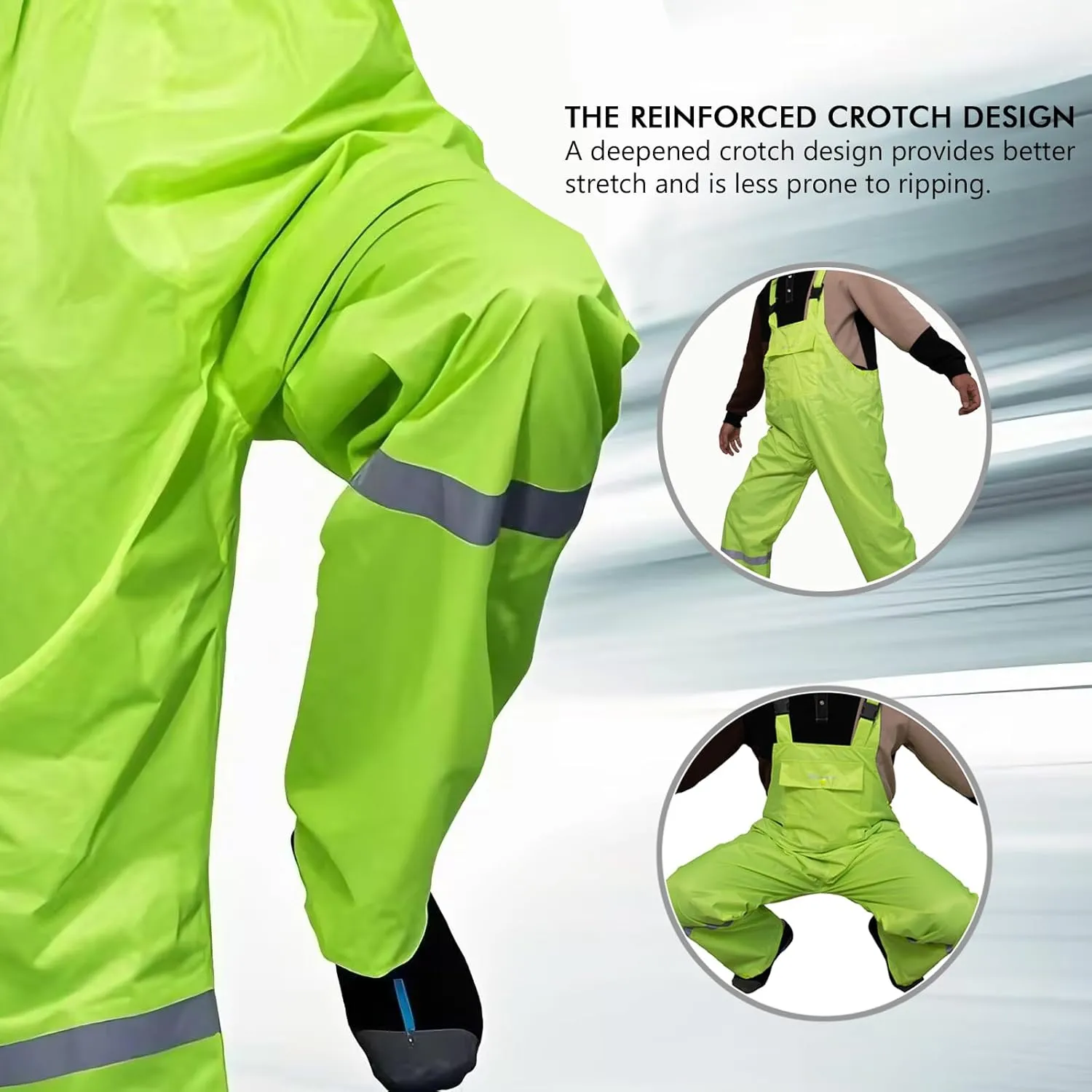 Men's Waterproof Rain Bib Overalls - Windproof Adjustable Outdoor Fishing Workwear Pants