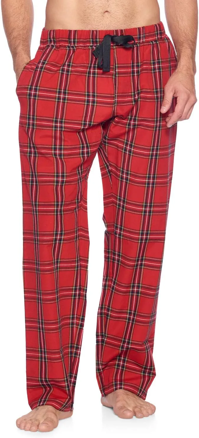 Men’s Woven Plaid Sleep Pajama Pants Long PJ Sleepwear & Loungewear Bottoms