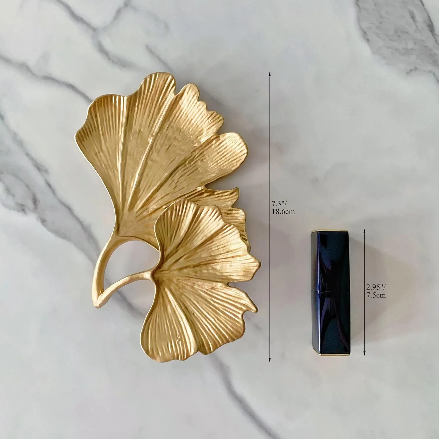 Metal Jewelry Dish, Small Leaf Shaped Ring Holder Jewelry Organizer, Trinket Dish Vanity Tray for Dresser Christmas Birthday Wedding Gifts