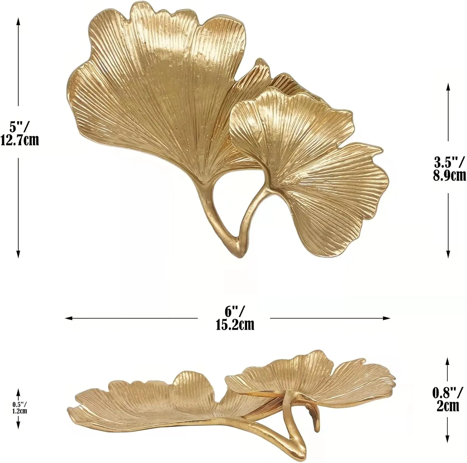 Metal Jewelry Dish, Small Leaf Shaped Ring Holder Jewelry Organizer, Trinket Dish Vanity Tray for Dresser Christmas Birthday Wedding Gifts