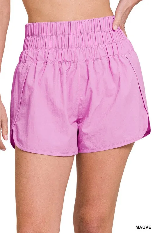 Miles Ahead Windbreaker Shorts - Mauve