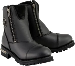 Milwaukee Leather MBM102 Men's Black Smooth Double Sided Zipper Entry Motorcycle Leather Boots - 9
