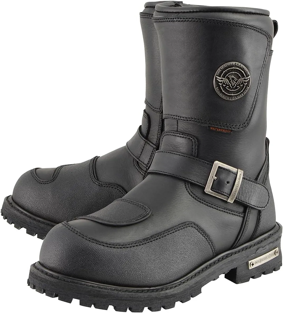 Milwaukee Leather Men’s Premium Leather Classic Engineer Motorcycle Riding Boots Collection - 15W
