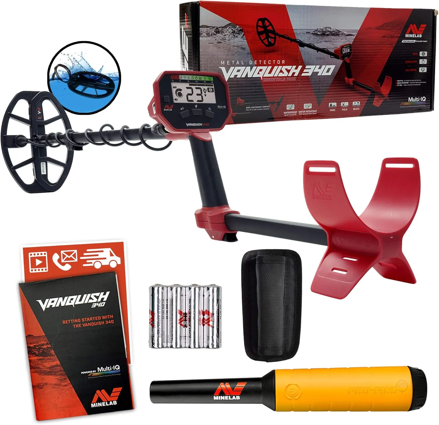 MINELAB Vanquish 340 Detector with 10 x 7 Coil and Pro-Find 20 Pinpointer