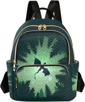 Mini Backpack Forest Dragon Starry Sky Dragon Green Fashion Backpack Purse for Women,Handbag Shoulder Bag Casual Daypack, Ladies Gift for College Work (S)