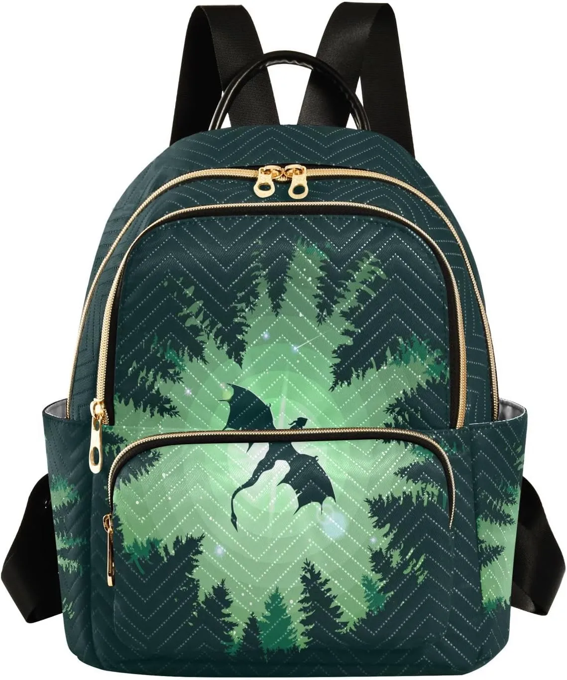 Mini Backpack Forest Dragon Starry Sky Dragon Green Fashion Backpack Purse for Women,Handbag Shoulder Bag Casual Daypack, Ladies Gift for College Work (S)