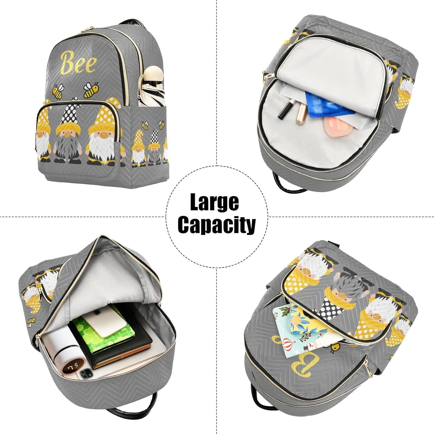 Mini Backpack Gnome Bees Fashion Backpack Purse for Women,Handbag Shoulder Bag Casual Daypack, Ladies Gift for College Work（S）