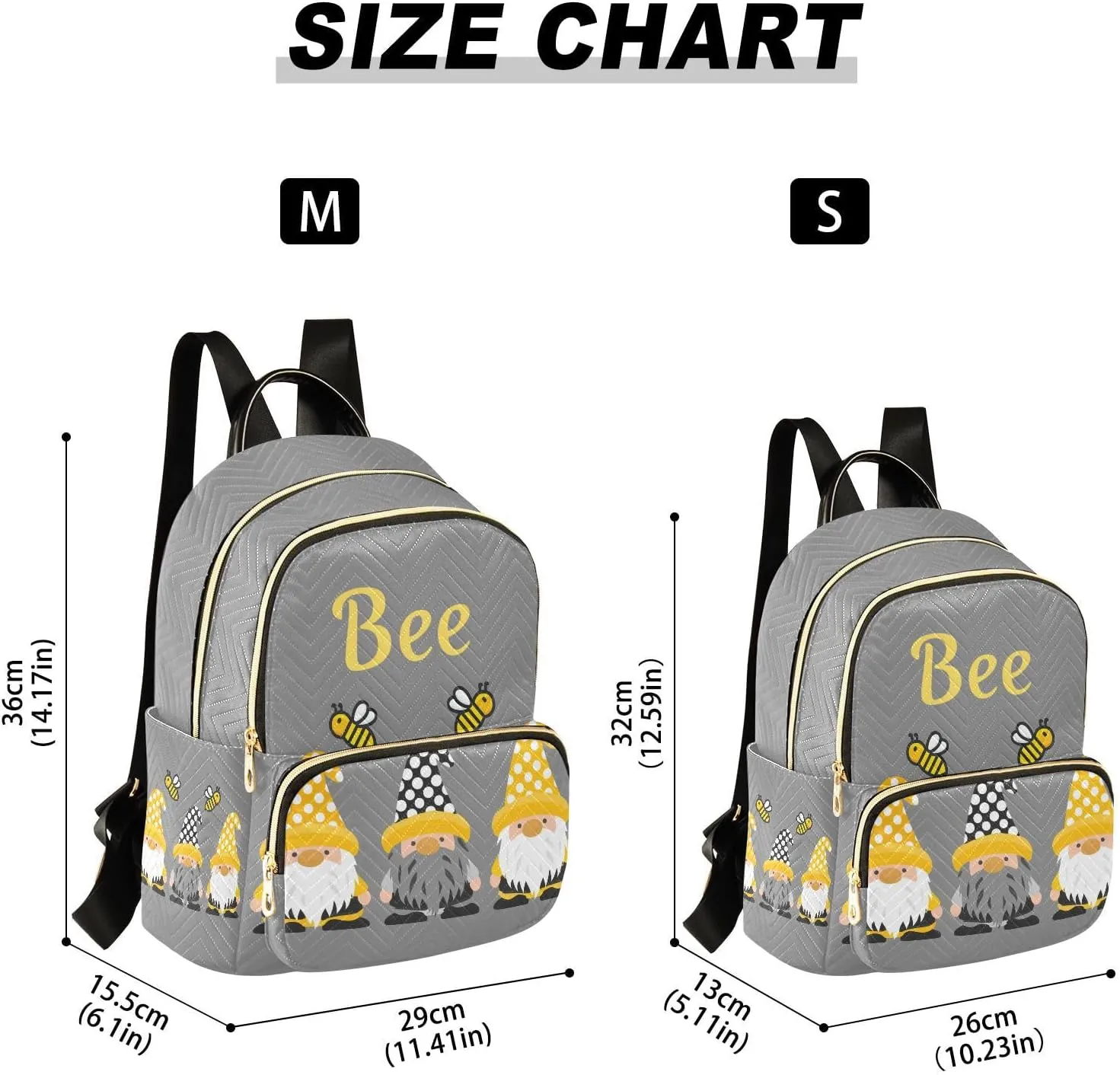 Mini Backpack Gnome Bees Fashion Backpack Purse for Women,Handbag Shoulder Bag Casual Daypack, Ladies Gift for College Work（S）