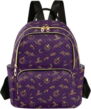 Mini Backpack Halloween Bats Fashion Backpack Purse for Women,Handbag Shoulder Bag Casual Daypack, Ladies Gift for College Work（S）