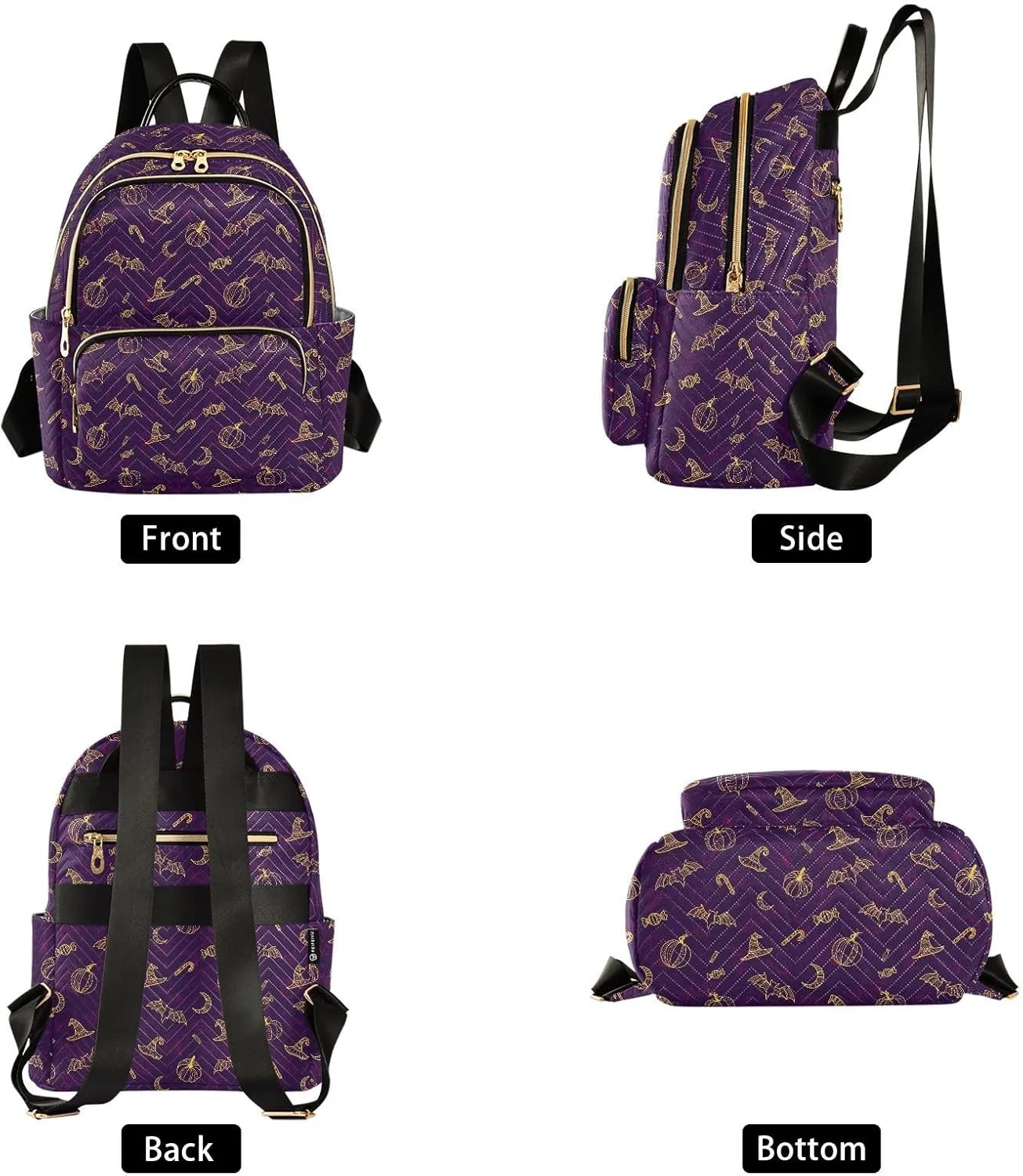 Mini Backpack Halloween Bats Fashion Backpack Purse for Women,Handbag Shoulder Bag Casual Daypack, Ladies Gift for College Work（S）