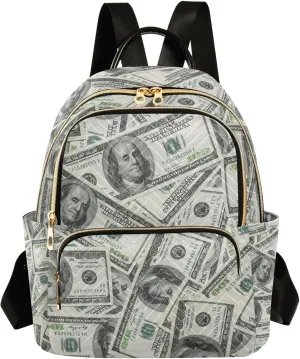 Mini Backpack Money Print Fashion Backpack Purse for Women,Handbag Shoulder Bag Casual Daypack, Ladies Gift for College Work (S)