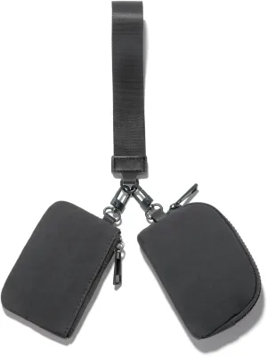 Mini Zip Around Wristlet Wallets for Women Small Portable Coin Purse Dual Pouch Keychain Wristlet Gifts for Women Travel Sports Outdoors (Dark Gray)