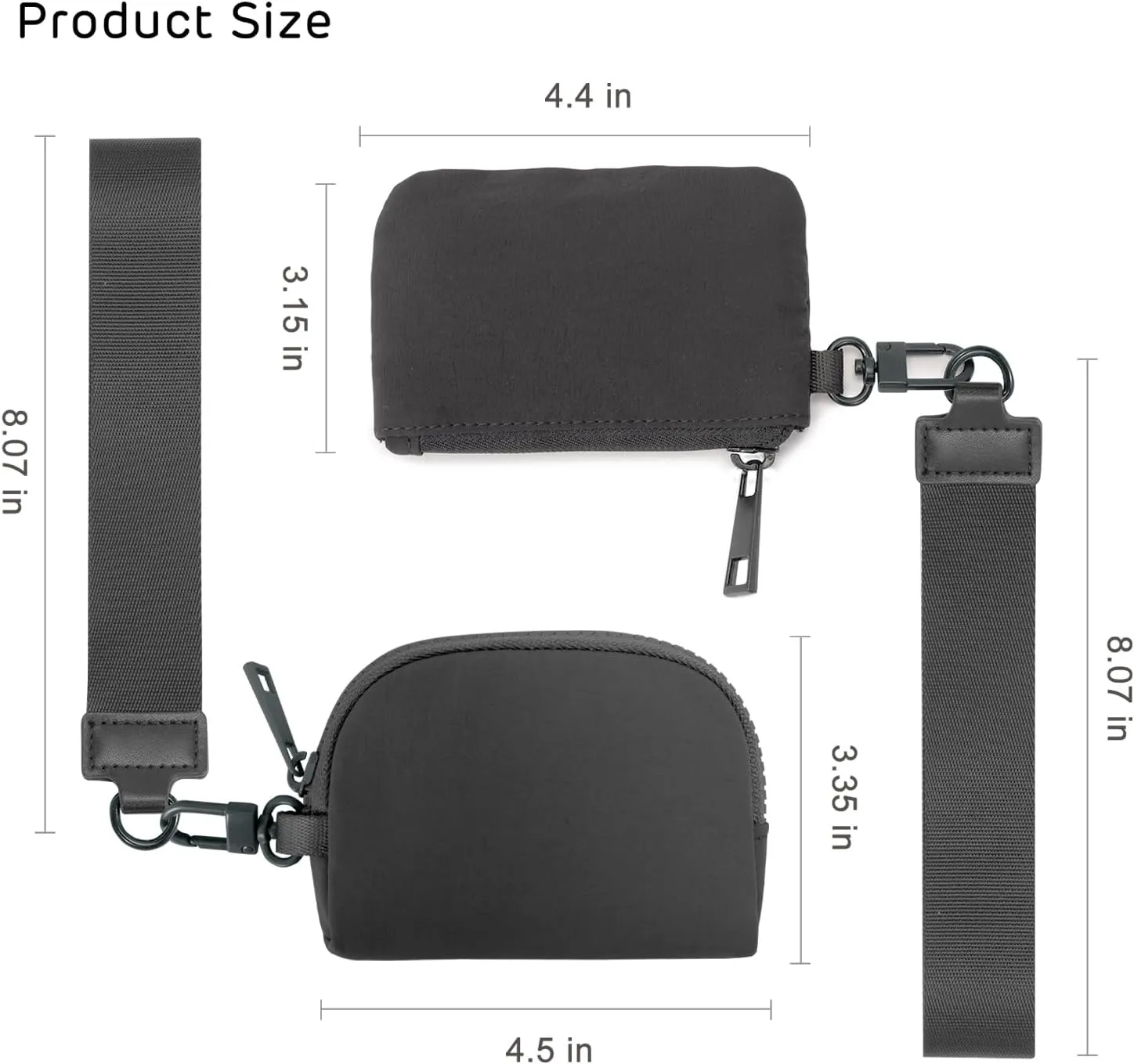 Mini Zip Around Wristlet Wallets for Women Small Portable Coin Purse Dual Pouch Keychain Wristlet Gifts for Women Travel Sports Outdoors (Dark Gray)