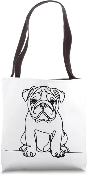 Minimalist English Bulldog, Cute Bulldog One-line Art Tote Bag