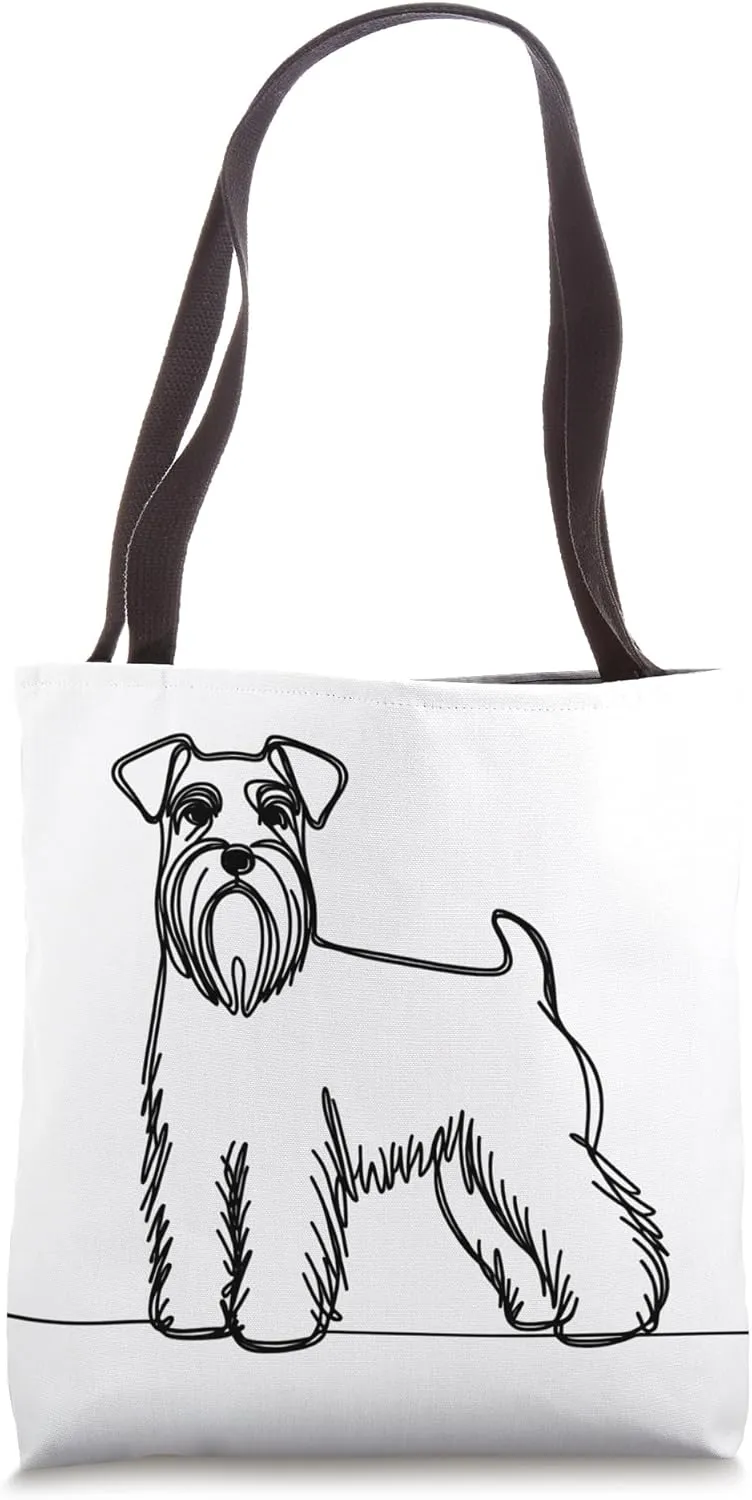 Minimalist Miniature Schnauzer, Cute Schnauzer One-line Art Tote Bag