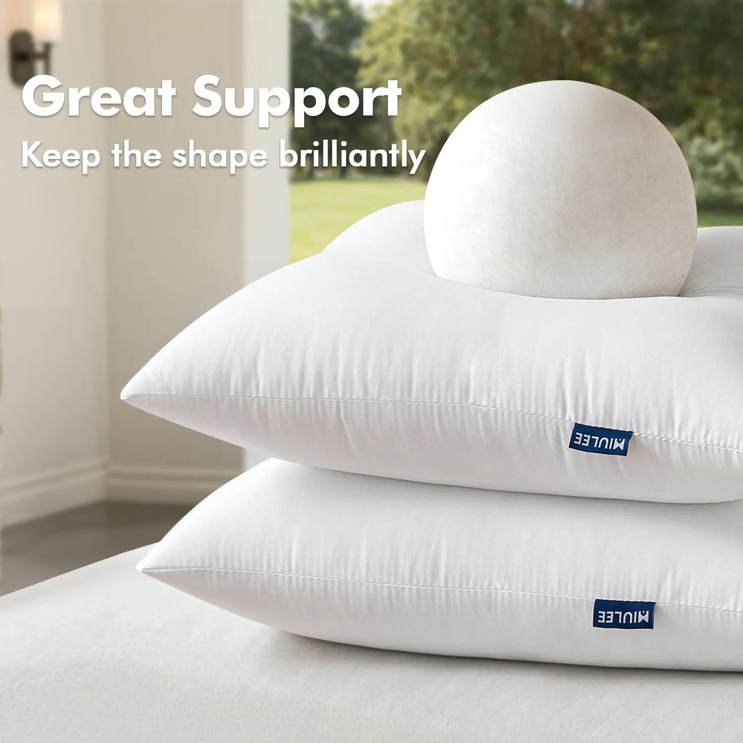 MIULEE Pack of 2 18x18 Outdoor Pillow Inserts, Outdoor Throw Pillows Water-Resistant Decorative Premium Square Pillow Stuffer Sham for Porch Swing Couch Sofa Cushion Patio Furniture