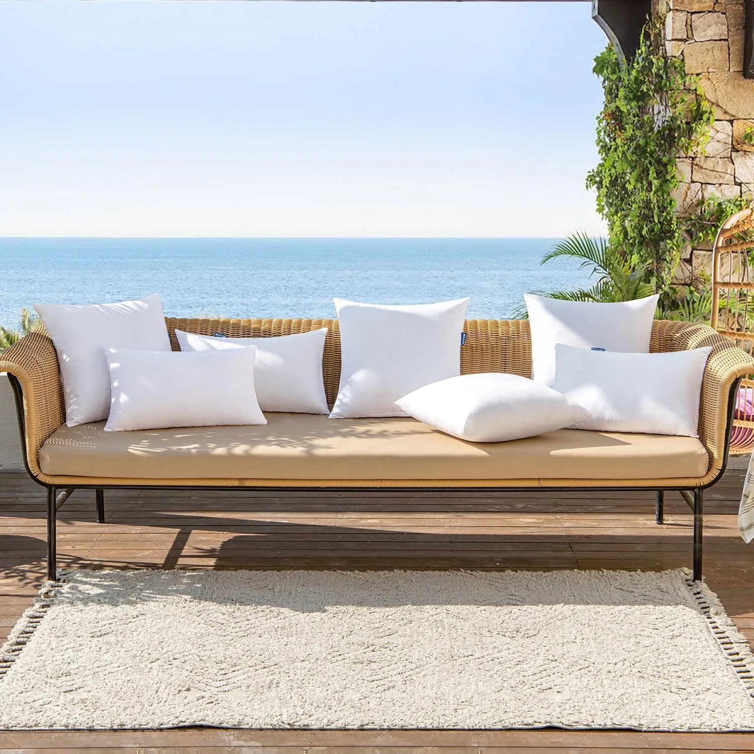 MIULEE Pack of 2 18x18 Outdoor Pillow Inserts, Outdoor Throw Pillows Water-Resistant Decorative Premium Square Pillow Stuffer Sham for Porch Swing Couch Sofa Cushion Patio Furniture