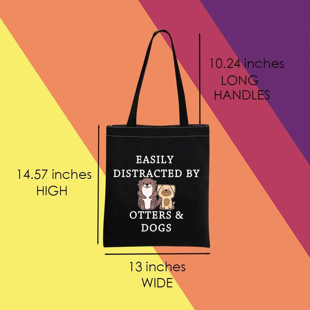 MNIGIU Otter Gift Dog Lover Makeup Bag Easily Distracted by Otters and Dogs Zipper Pouch Bag Gift (O-TTT Black)